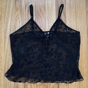 Fredericks of Hollywood Black Floral Sheer Camisole Size XS